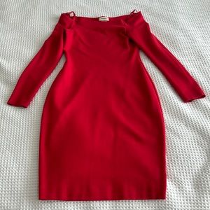 L’Agence midi off the shoulder dress
